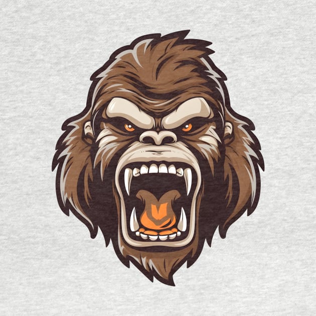 Angry gorilla head, wild animal by Clearmind Arts